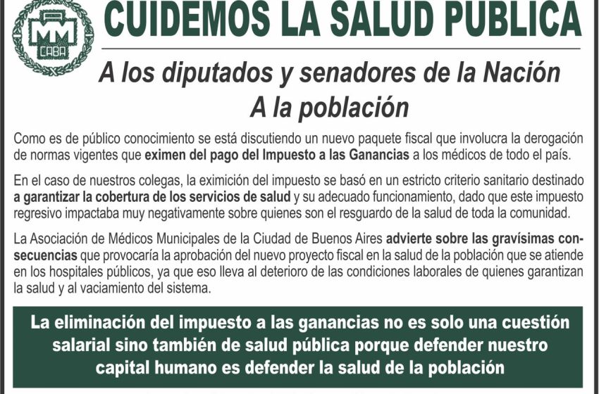  Solicitada “Cuidemos la salud pública”